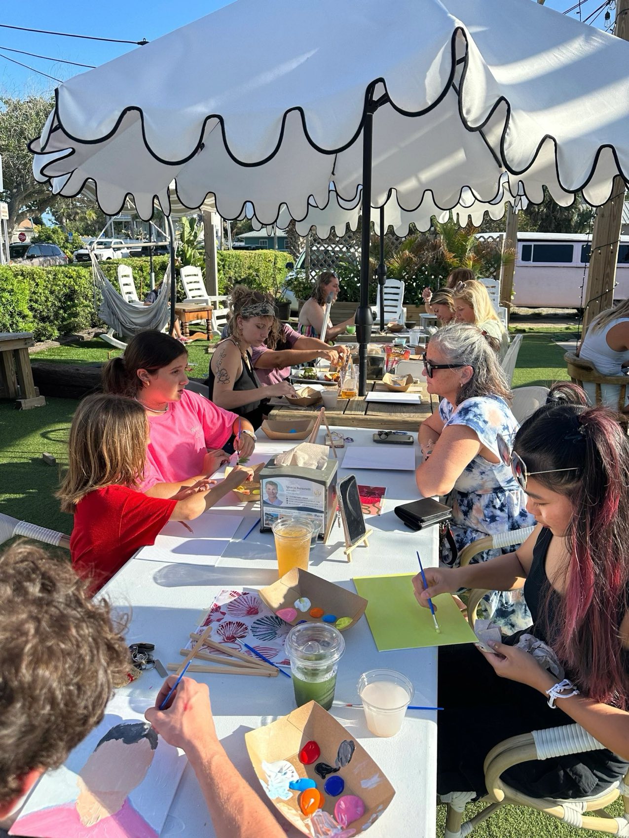 A private workshop under the umbrellas at the LUMA venue